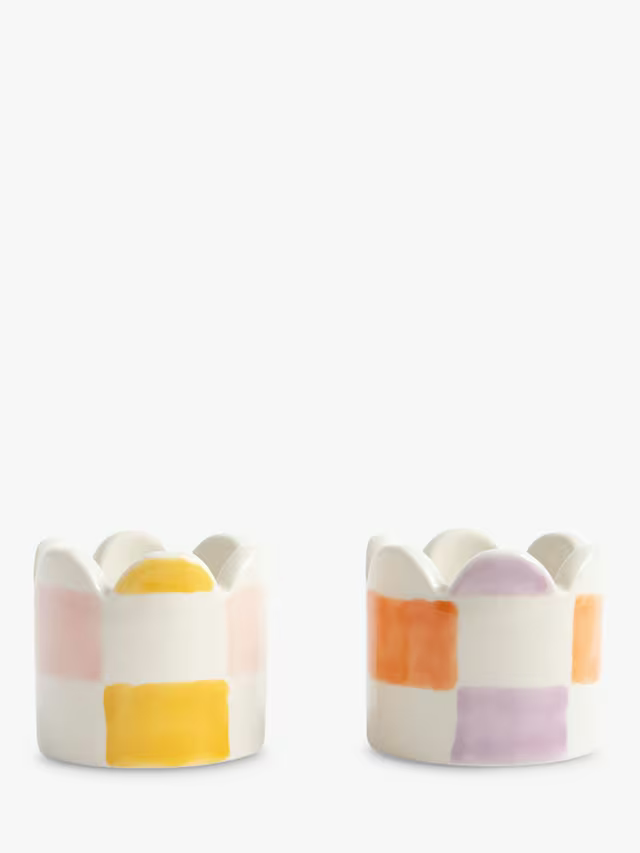 Caroline Gardner Pastel Check Egg Cup Pair