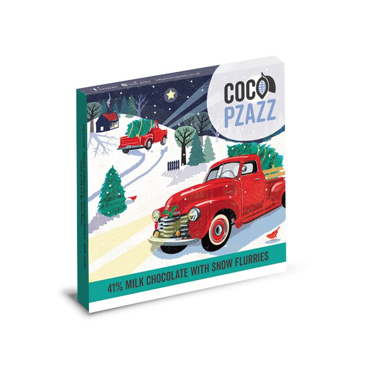 Coco Pzazz Luxury Chocolate Bar Milk Chocolate with Snow Flurries 80g