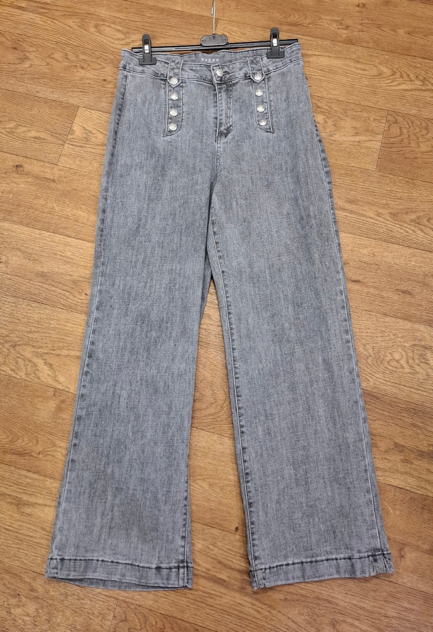 Voggo Wide Leg Stretch Denim Jeans Grey