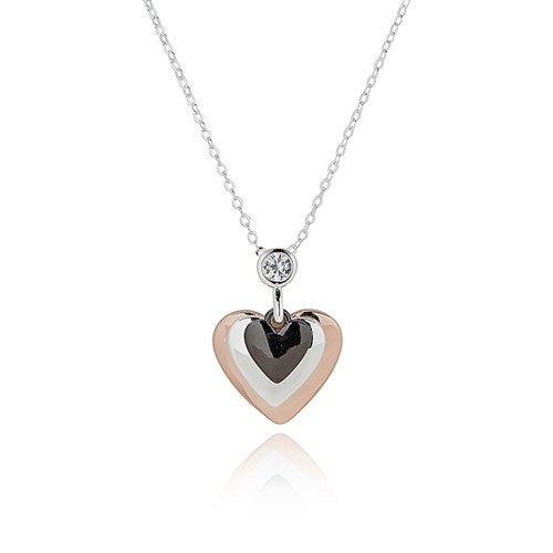 Equilibrium Three Hearts Mixed Metals Necklace