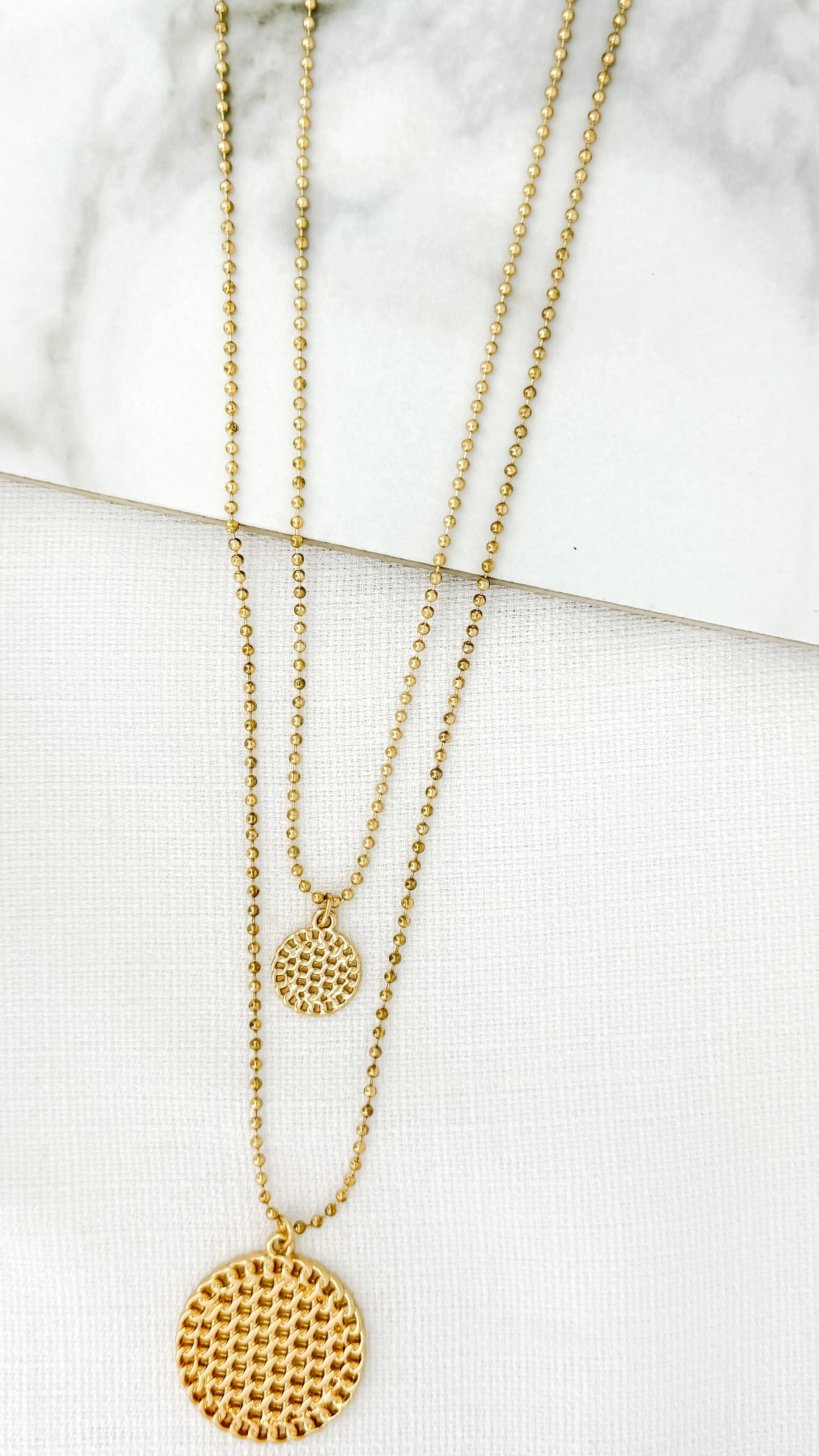 Envy Double Lattice Circle Long Necklace