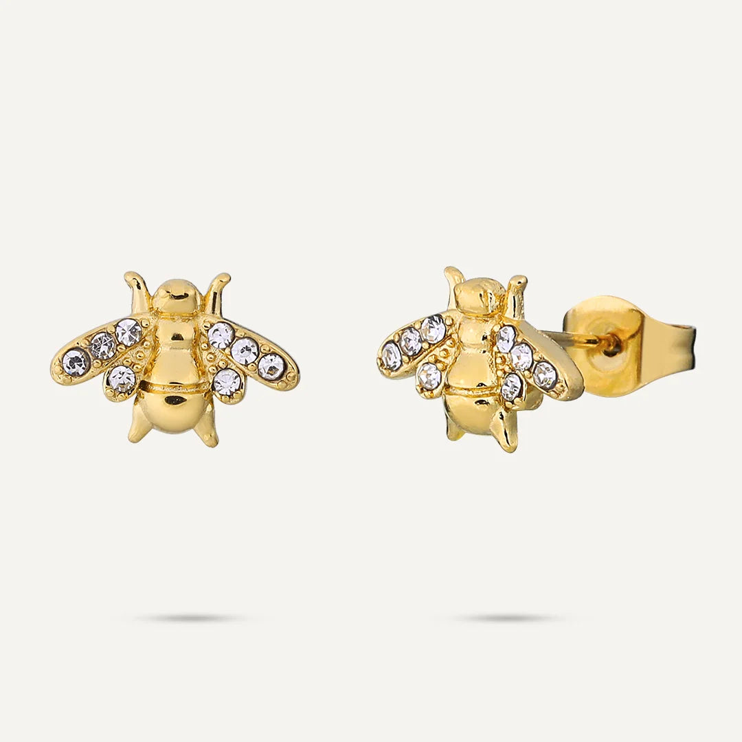 D & X Gold Plated Bee Earrings