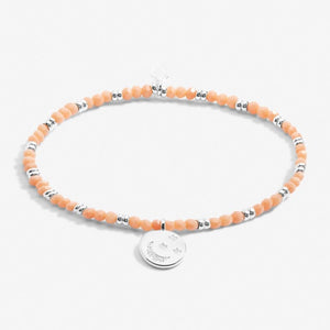 Joma Jewellery Boho Beads Moon Bracelet in Orange & Silver Plating
