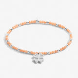 Joma Jewellery Boho Beads Flower Bracelet in Orange and Silver Plating
