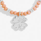 Joma Jewellery Boho Beads Flower Bracelet in Orange and Silver Plating