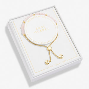 Joma Jewellery Manifestones Rose Quartz Bracelet in Gold Plating