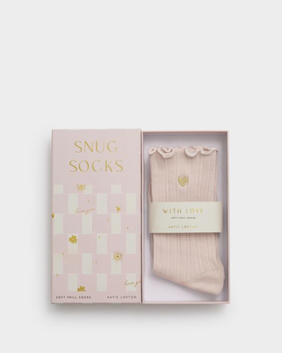 Katie Loxton Frill Socks - Heart Blush Pink
