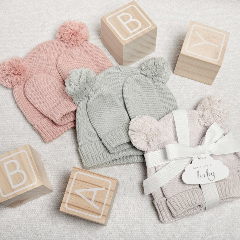 Katie Loxton Baby Hat and mittens set sage green