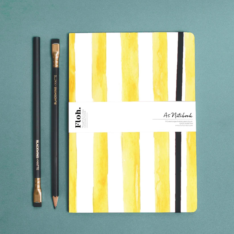 Floh Lemon Stripe A5 Lined Notebook