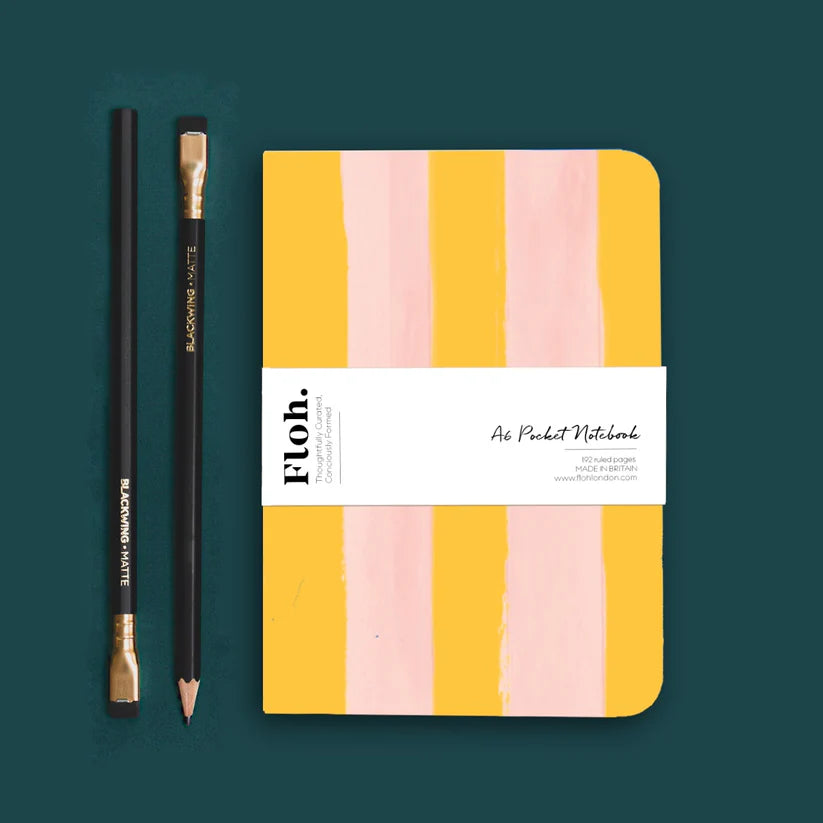 Floh Mango & Peach Stripe A6 Lined Notebook