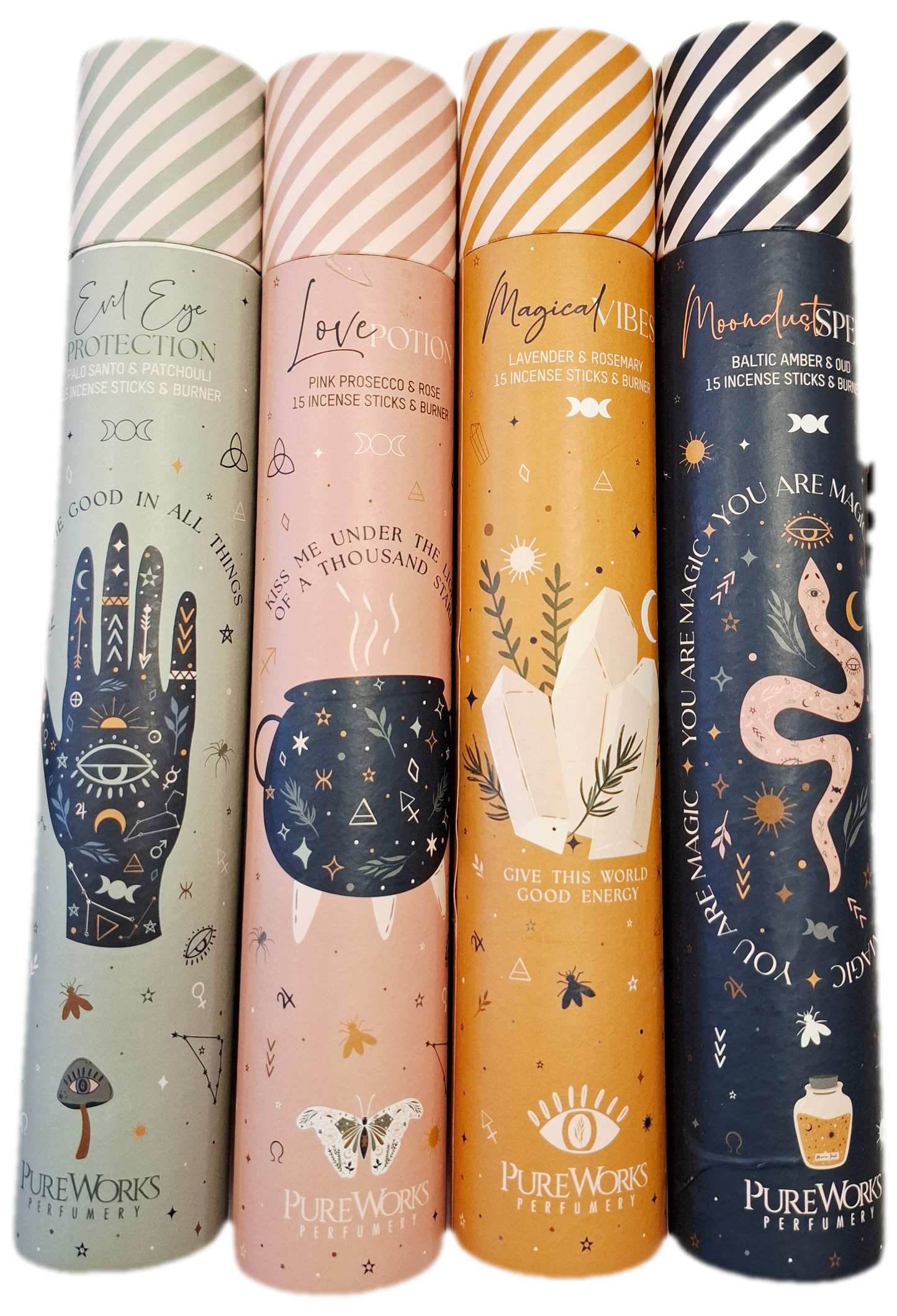Pure Works Perfumery Incense sticks and wooden burner in presentation tube