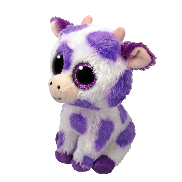 TY Ethel Cow Beanie Boos - purple spotted cow