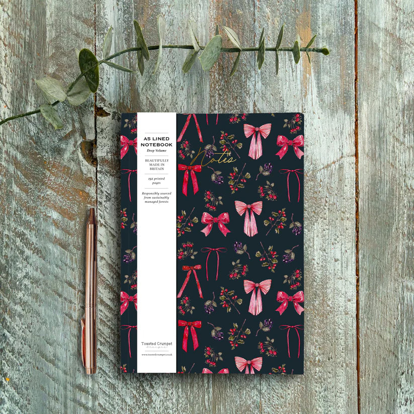 Toasted Crumpet Bow & Berries A5 Lined Chunky Notebook