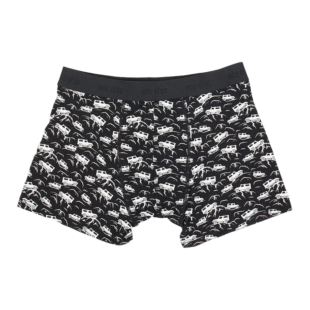 Eco chic men's bamboo boxers, Black Land rover, XLarge