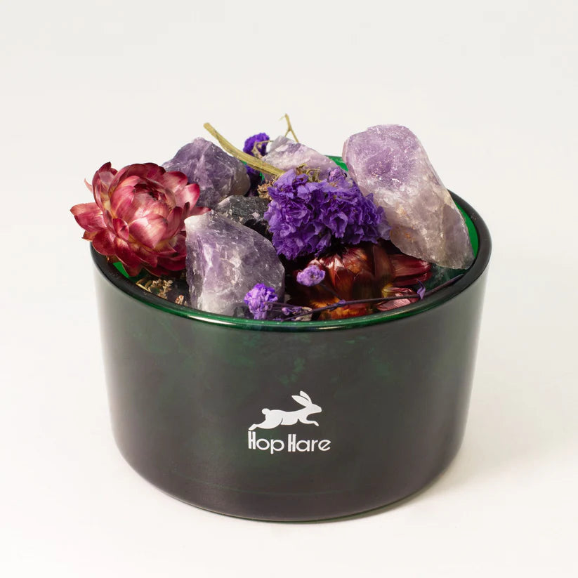 Hop Hare Diffusing Crystals & Floral Set, Amethyst and Dry Flowers - The Moon