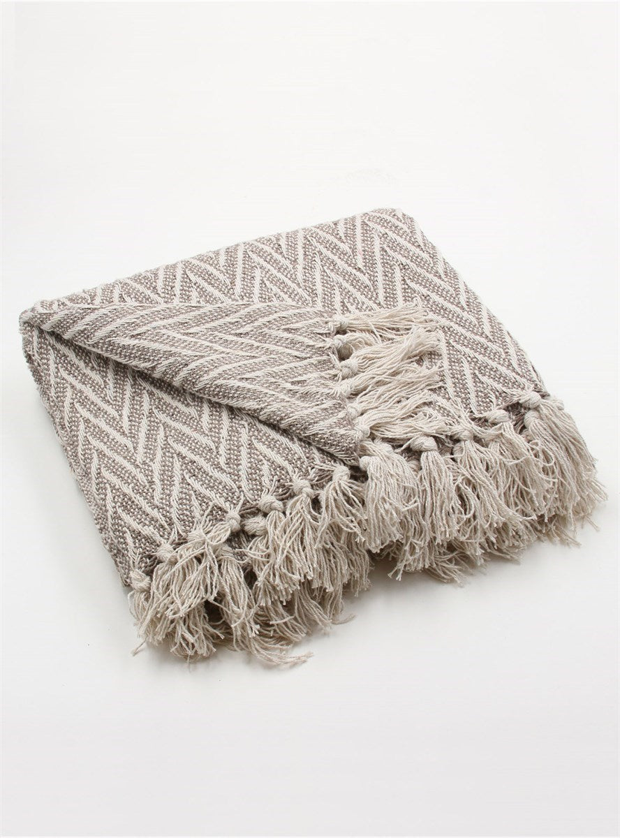 Gisela Graham Throw, Beige Chevron