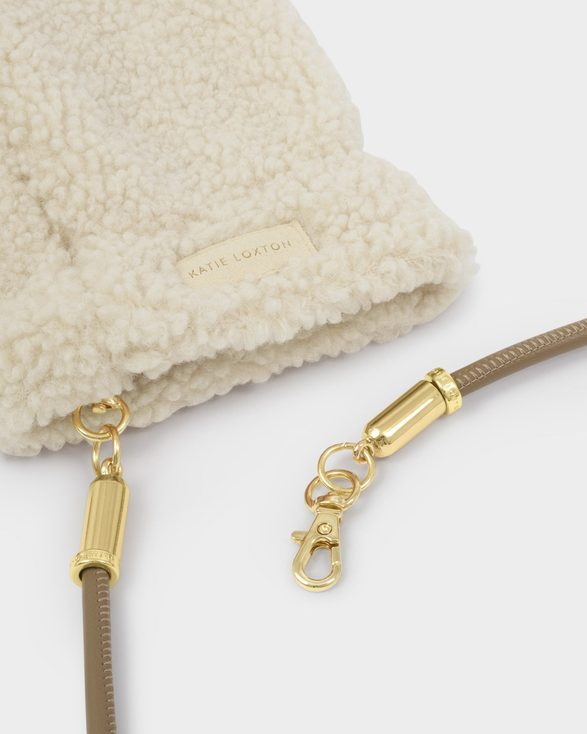 Katie Loxton Teddy Mittens with Strap - Cream