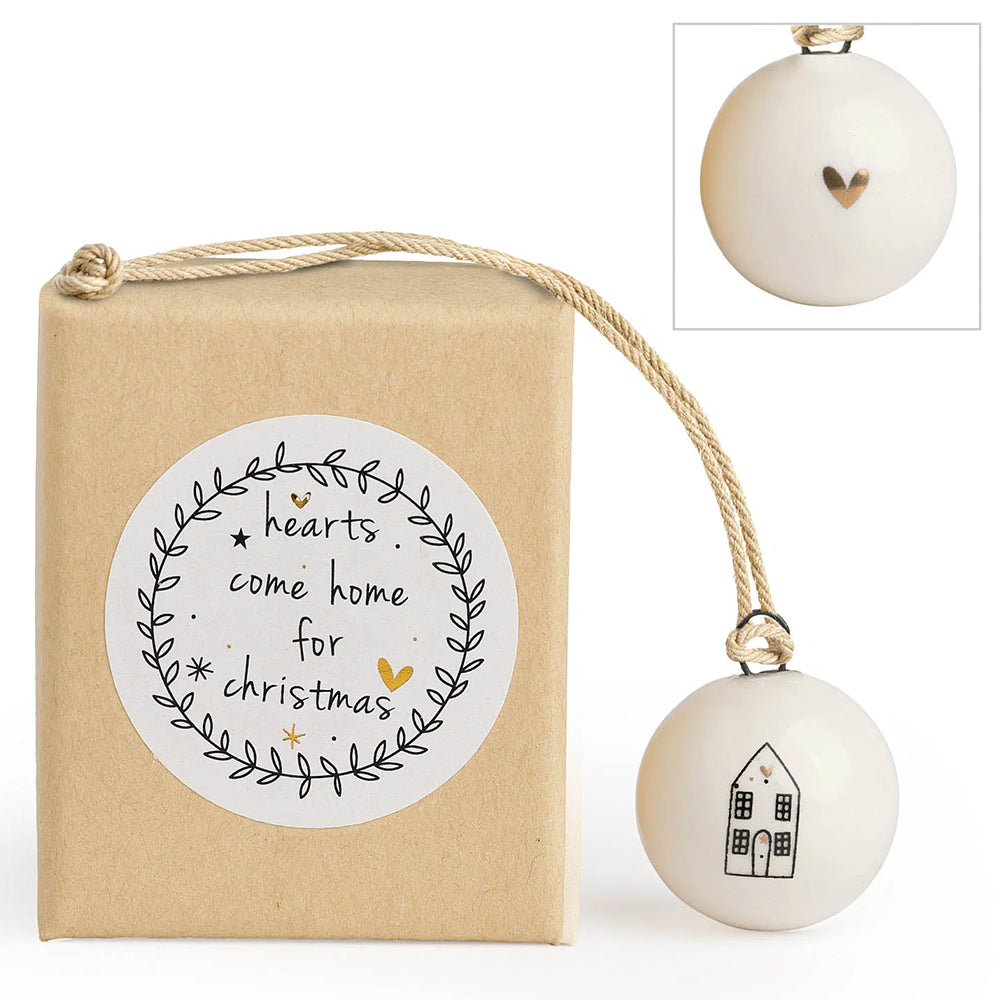 Belly Button Mini Christmas Bauble - Hearts Come Home For Christmas