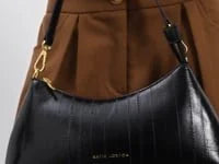 Katie Loxton Miley Small Shoulder Bag in Black Eel Texture
