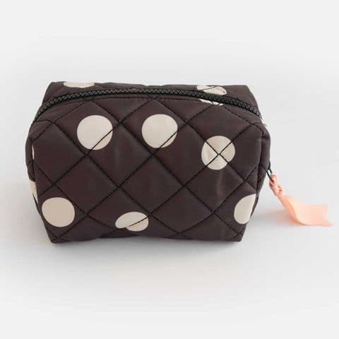 Caroline Gardner Quilted Charcoal Spot Cosmetic Bag