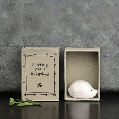 East of India Matchbox Hedgehog Sending you a Hedgehug