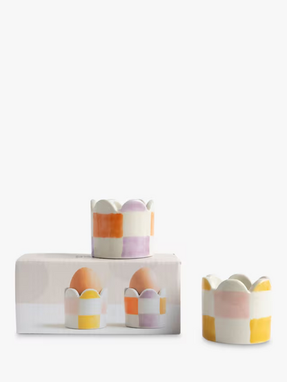 Caroline Gardner Pastel Check Egg Cup Pair