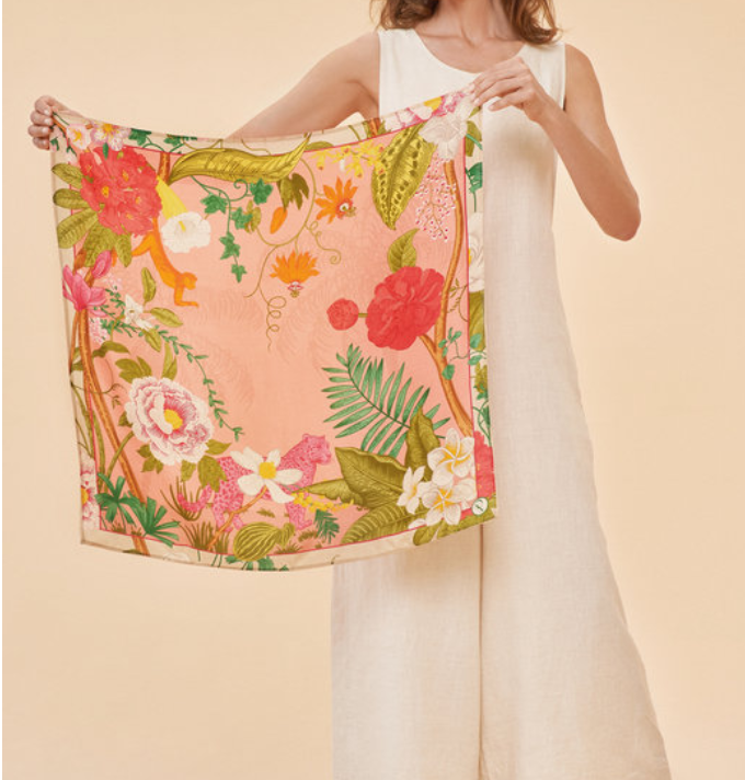 Powder Silk Scarf - Flora and Fauna Petal