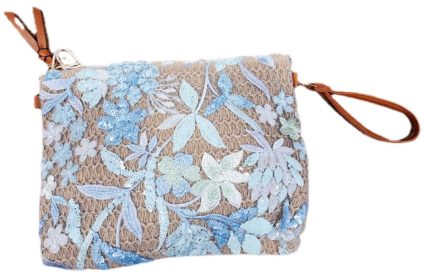 Summer Textured Straw Clutch with Floral detail
