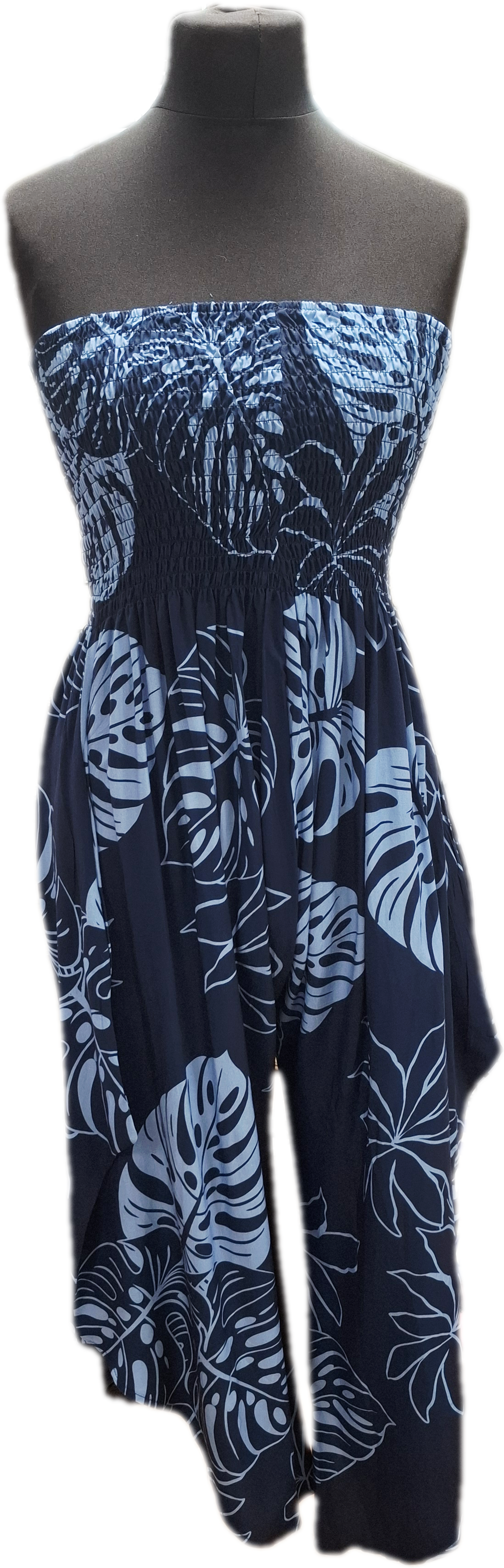 Palm Trees Harem Strapless Jumpsuit