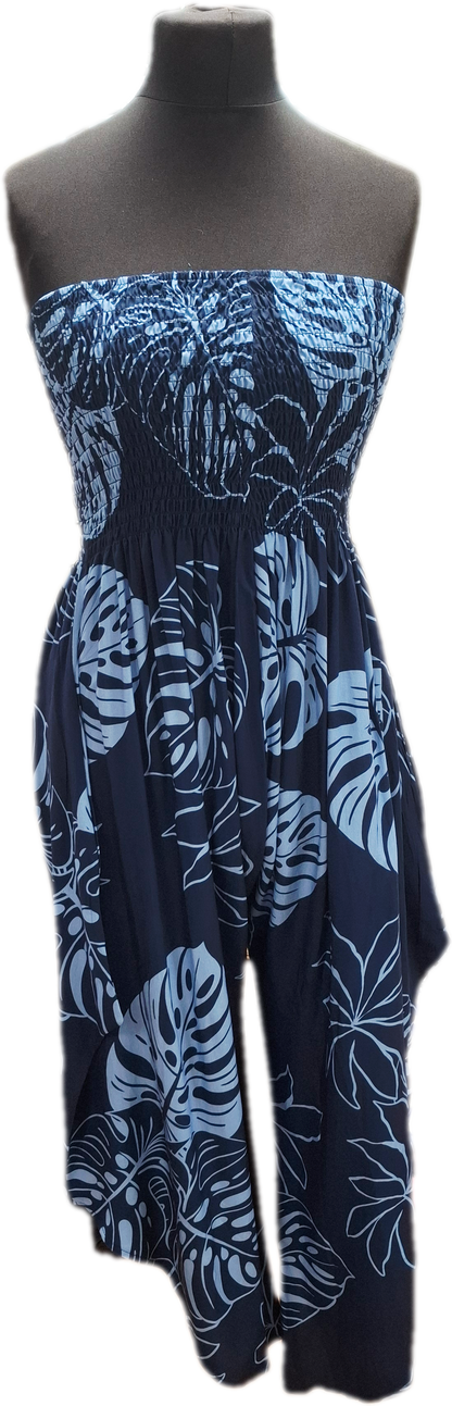 Palm Trees Harem Strapless Jumpsuit