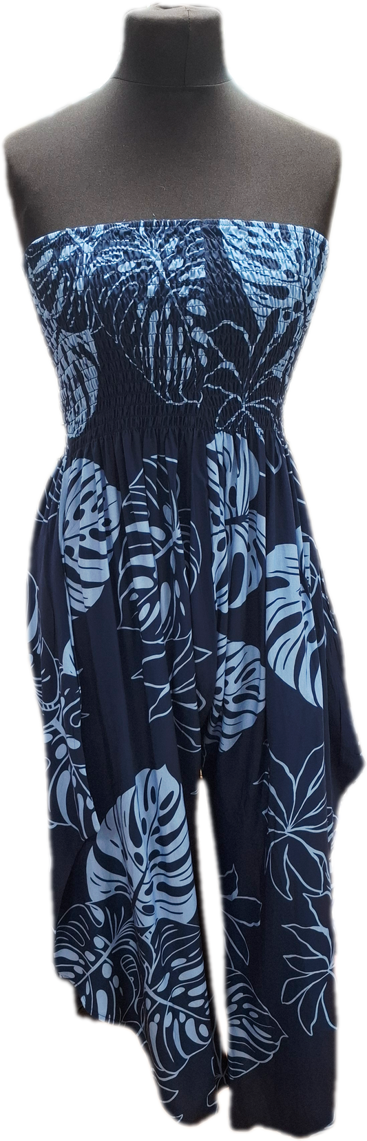 Palm Trees Harem Strapless Jumpsuit