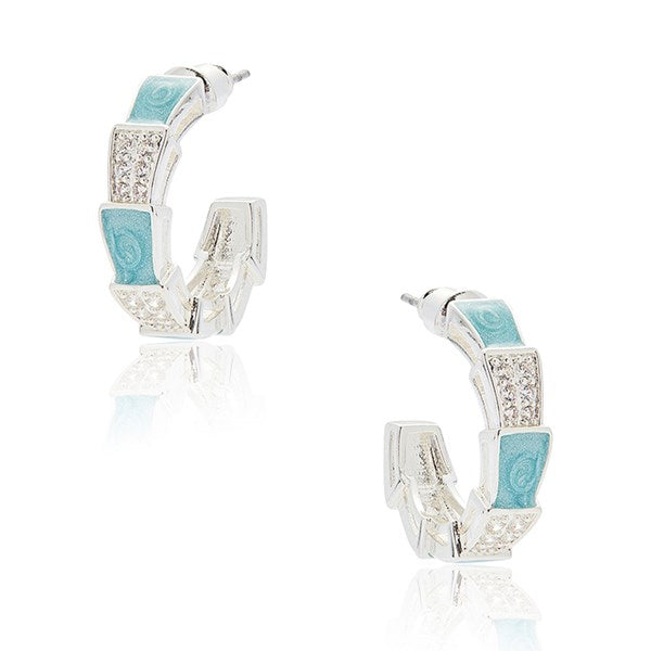 Equilibrium Iced Gem Glam Hoop Blue Earring