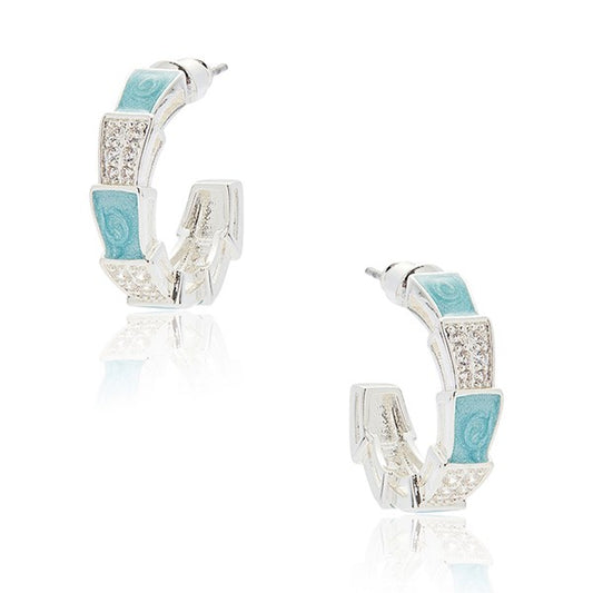Equilibrium Iced Gem Glam Hoop Blue Earring