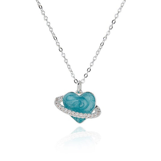 Equilibrium Iced Gem Planet Blue Necklace