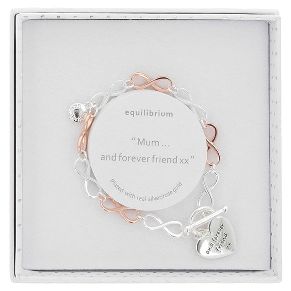 Equilibrium Mum and forever friend Silver Plated Two Tone Bracelet