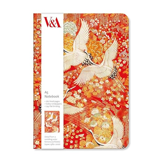 Museums and Galleries V&A A5 Notebook, Kimono Cranes