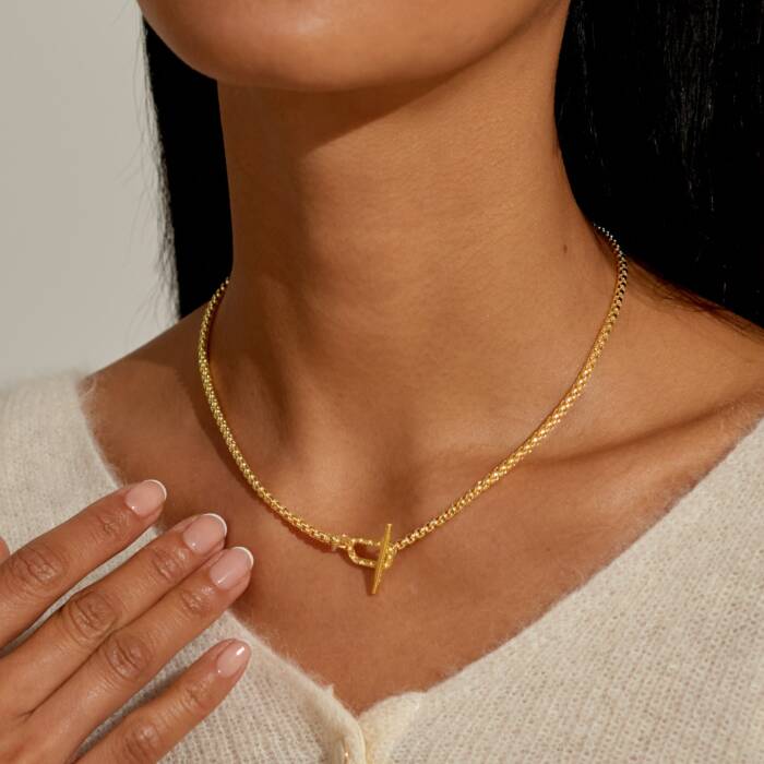 Joma Jewellery Evermore Oval T Bar Gold Plated Necklace