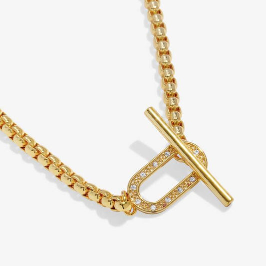 Joma Jewellery Evermore Oval T Bar Gold Plated Necklace