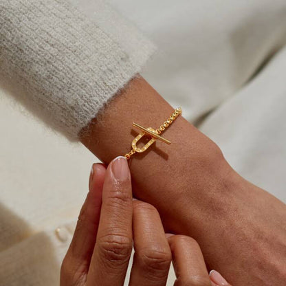 Joma Jewellery Evermore Oval T Bar Gold Plated Bracelet