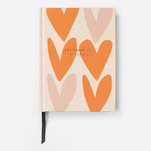 Caroline Gardner Orange and Pale Pink Hearts Address and Birthday Book