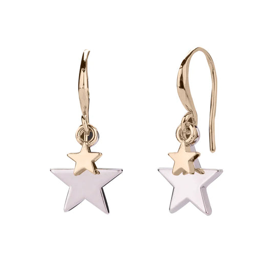 D & X Two Tone Star Drop Earrings on Hook
