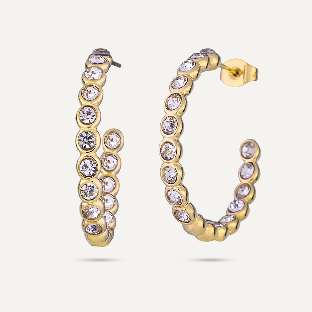 D & X Gold Plated Crystal Hoop Earrings