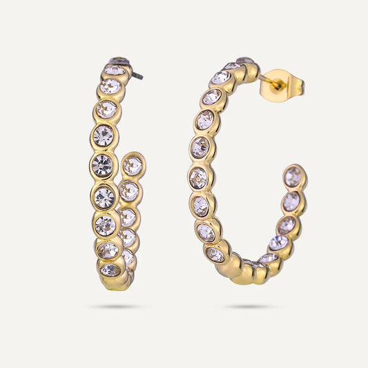 D & X Gold Plated Crystal Hoop Earrings