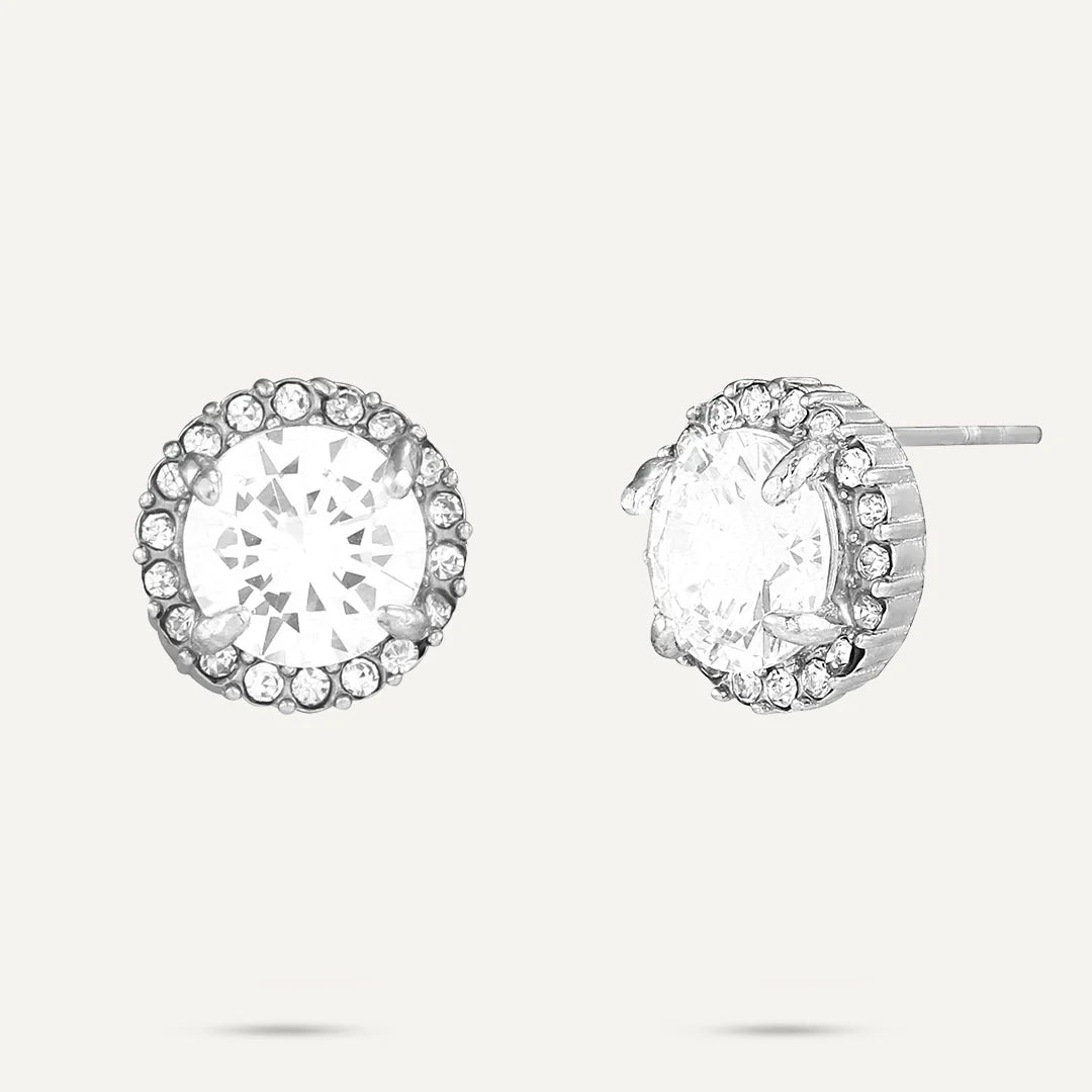 D & X White Gold Plated Crystal Earrings
