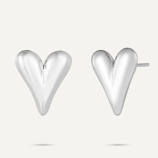 D & X White Gold Plated Heart Vibe Earrings