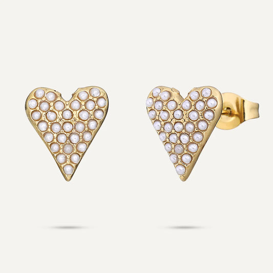 D & X Gold Plated Heart Sparkle Stud Earrings