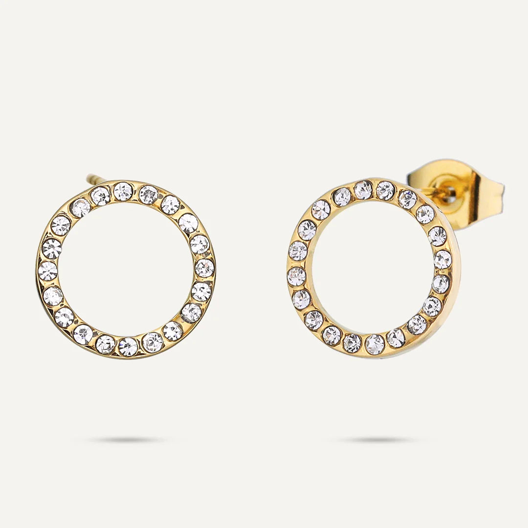 D & X Gold Plated Crystal Halo Earring
