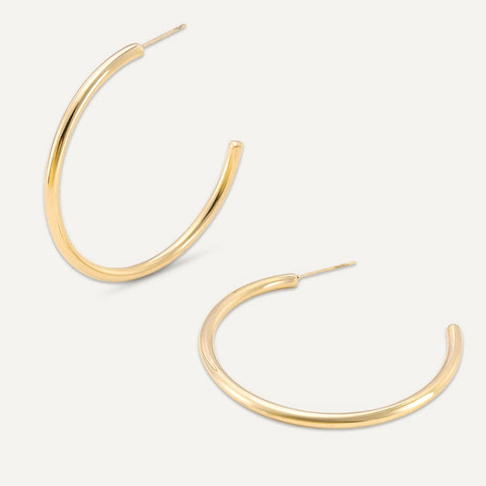 D & X Gold Plated Large Hoop Post Earrings