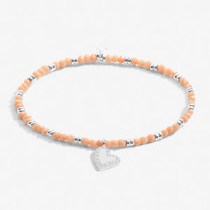 Joma Jewellery Boho Beads Bracelet in Orange & Silver Plating