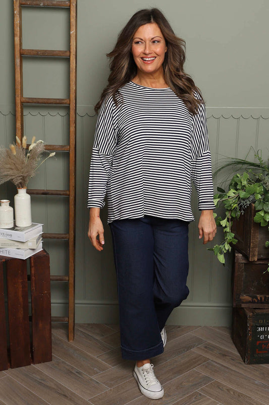 Ladies Frances Stripe Sweat Top